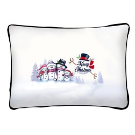 Díszpárna karácsonyra, hóember család