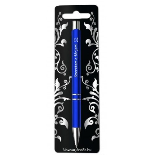 Gravírozott toll, Szeretem a férjem, kék, szerelmes ajándék