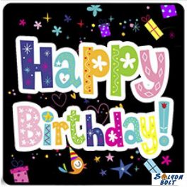 Születésnapi hűtőmágnes, Happy Birthday fekete