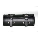 Bőr motoros villatáska, fonott, fekete