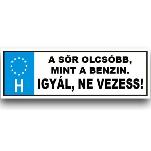 Vicces rendszámtábla, A sör olcsóbb, mint a benzin