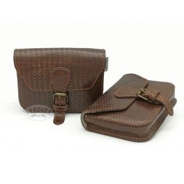 Barna bőr övtáska, egyfakkos, csatos, kígyóbőr szerű