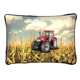 Díszpárna, traktor piros színben