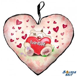 Szív alakú párna, ülő Pimi maci szívvel, szeretlek