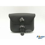 Lófej dísszel bőr övtáska, egyfakkos, fekvő