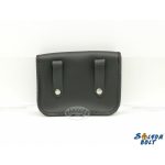 Lófej dísszel bőr övtáska, egyfakkos, fekvő