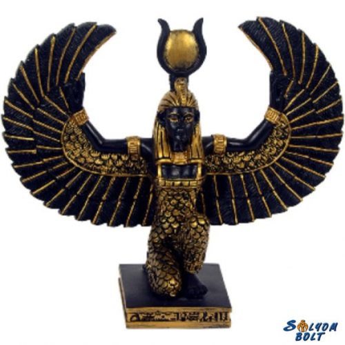 Isis (Izisz) egyiptomi istennő szobor, térdelő, szárnyas