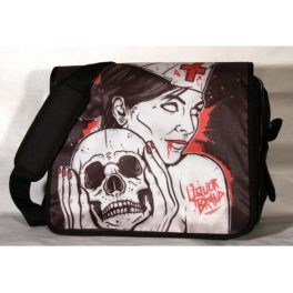  Vöröskeresztes nő koponyával, gyöngyvászon oldaltáska, válltáska