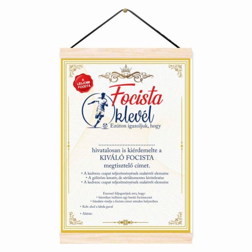 Vicces oklevél, Kiváló focista