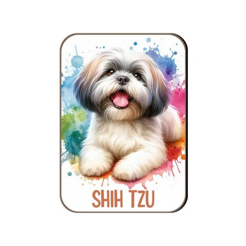 Kutyás fa hűtőmágnes, Shih-Tzu