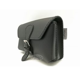   Telefon tok, bőr övtáska, nagyobb méretű, fekete, fekvő, csatos