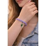 Karkötő fonott lila bőrből, csepp medállal