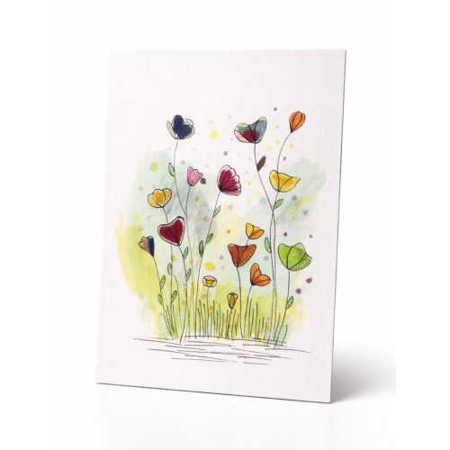 Modern tavaszi színkert, kézzel készült virágos kép