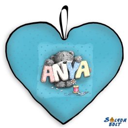 Szív alakú párna, anya, maci, kék