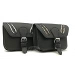 Fekete, kígyóbőr mintás betéttel bőr övtáska, egyfakkos, csatos, fekvő