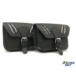 Fekete, kígyóbőr mintás betéttel bőr övtáska, egyfakkos, csatos, fekvő