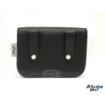 Fekete, kígyóbőr mintás betéttel bőr övtáska, egyfakkos, csatos, fekvő