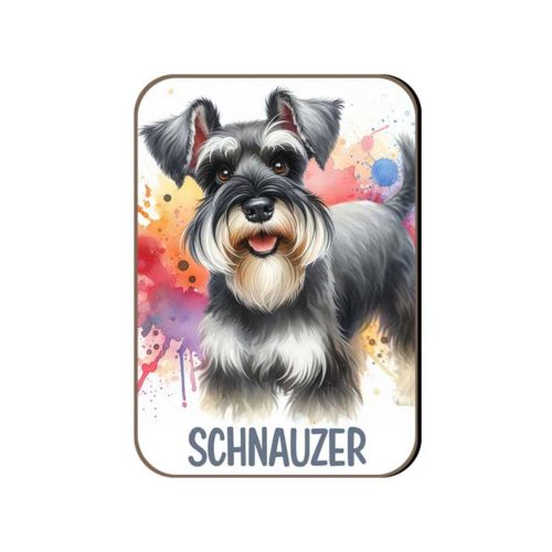 Kutyás fa hűtőmágnes, Schnauzer