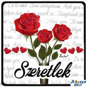 Szerelmes hűtőmágnes, szeretlek, rózsák Szerelmes hűtőmágnes, szeretlek, rózsák