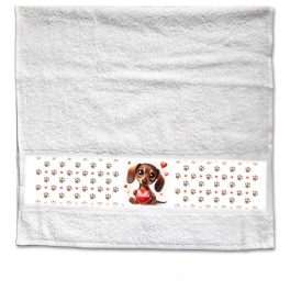 Szerelmes törölköző, Barna tacskó, 2 méretben