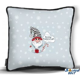 Kicsi karácsonyi díszpárna, csíkos sapkás manó