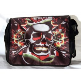 Színes koponya, gyöngyvászon oldaltáska, válltáska