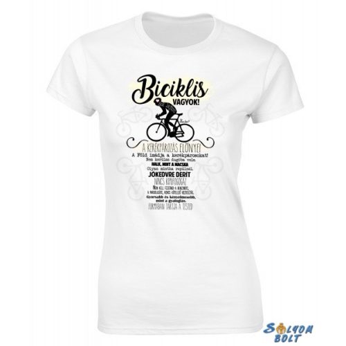 Női póló, Biciklis vagyok, a kerékpározás előnyei
