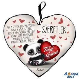 Szív alakú párna, Tiéd a szívem, panda maci, szeretlek