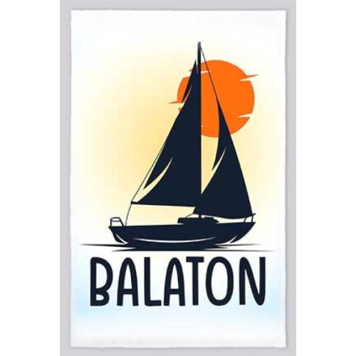 Balatonos kéztörlő, konyharuha, Balaton, vitorlás