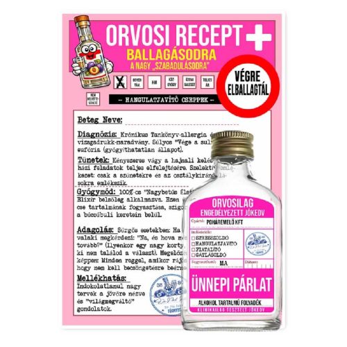 Vicces orvosi recept laposüveggel, Ballagásra
