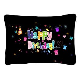 Díszpárna, Happy Birthday, fekete alapon