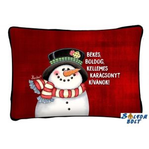 Díszpárna karácsonyra, hóember békés karácsony Díszpárna karácsonyra, hóember békés karácsony