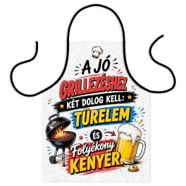   Vicces szakács kötény, A jó grillezéshez két dolog kell