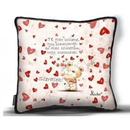   Kicsi díszpárna, Te azért születtél, hogy szeressenek, szívek, maci, szerelmes ajándék