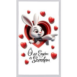   Strandtörölköző, Valentin-nap, Ő az enyém és szeretem, nyuszi fiú