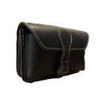 Telefon tok, bőr övtáska, nagyobb méretű, barna, fekvő, csatos