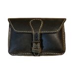 Telefon tok, bőr övtáska, nagyobb méretű, barna, fekvő, csatos