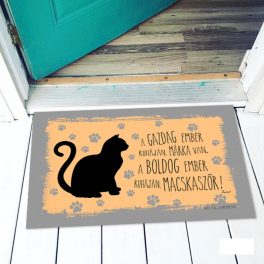   Vicces színes lábtörlő, Boldog ember ruháján macskaszőr