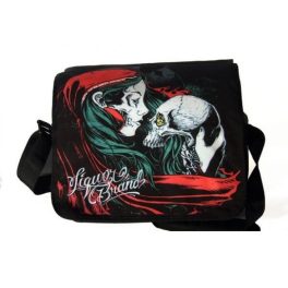   Zöld hajú nő koponyával, gyöngyvászon oldaltáska, válltáska