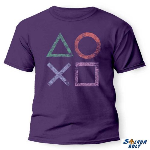 Vicces póló több színben, Playstation gombok