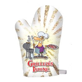   Vicces edényfogó kesztyű, főzőkesztyű, Grillezés istene