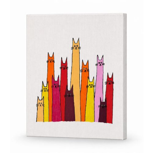 Színes cicacsapat, kézzel készült kép