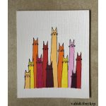 Színes cicacsapat, kézzel készült kép