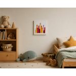 Színes cicacsapat, kézzel készült kép