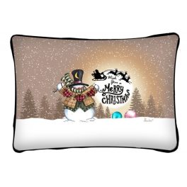 Díszpárna karácsonyra, hóemberes karácsony