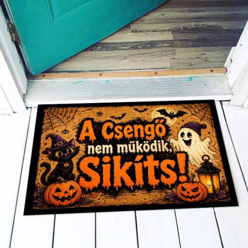 Vicces színes lábtörlő, Halloween, A csengő nem működik, sikíts