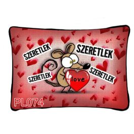 Díszpárna, szeretlek, barna egér, szerelmes ajándék