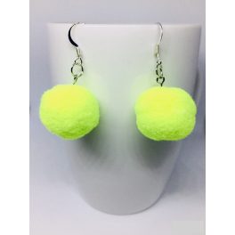 Pom-pom fülbevaló, lime, kézműves termék