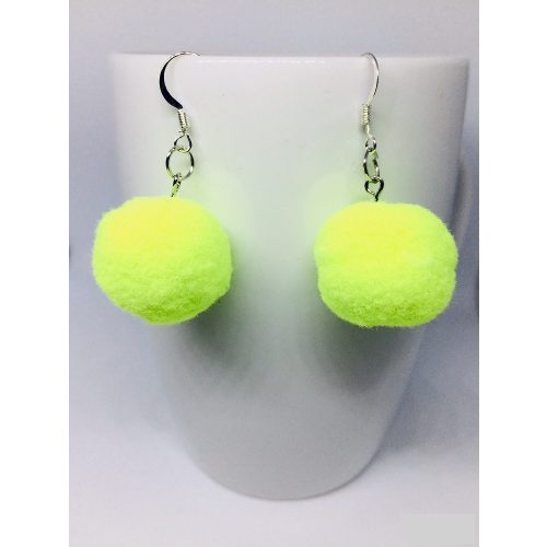 Pom-pom fülbevaló, lime, kézműves termék