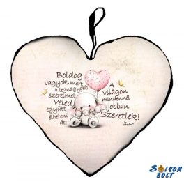 Szív alakú párna, szeretlek, kis elefánt szívvel